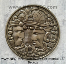 Load image into Gallery viewer, History MAYAN AZTEC CEREMONIAL Sculptural wall relief plaque 17&quot; Neo-Mfg
