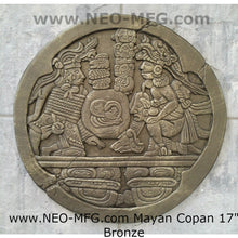 Load image into Gallery viewer, History Mayan Aztec Copal ball court scoreboard Sculptural wall relief plaque 17" www.Neo-Mfg.com
