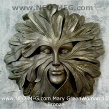 Load image into Gallery viewer, Nature Greenwoman Mary Norwich Cathedral Roof Boss sculpture wall plaque 15&quot; www.Neo-Mfg.com green man decor home
