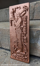 Load image into Gallery viewer, Aztec Mayan Chambalu Temple foliated cross Center left K'inich Kan Bahlam II carving wall plaque www.Neo-Mfg.com home decor art 11.5" L18
