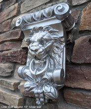 Load image into Gallery viewer, Animal Lion Face Corbel shelf Column plaque Fragment relief www.Neo-Mfg.com 15" home decor
