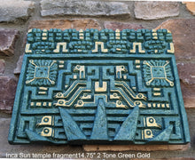 Load image into Gallery viewer, Peru Inca Mesoamerican Sun temple fragment carving Sculptural wall relief plaque 14.75" www.Neo-Mfg.com

