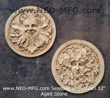 Load image into Gallery viewer, Nature Seasons Greenman sculpture wall plaque 12&quot; www.Neo-Mfg.com PAIR
