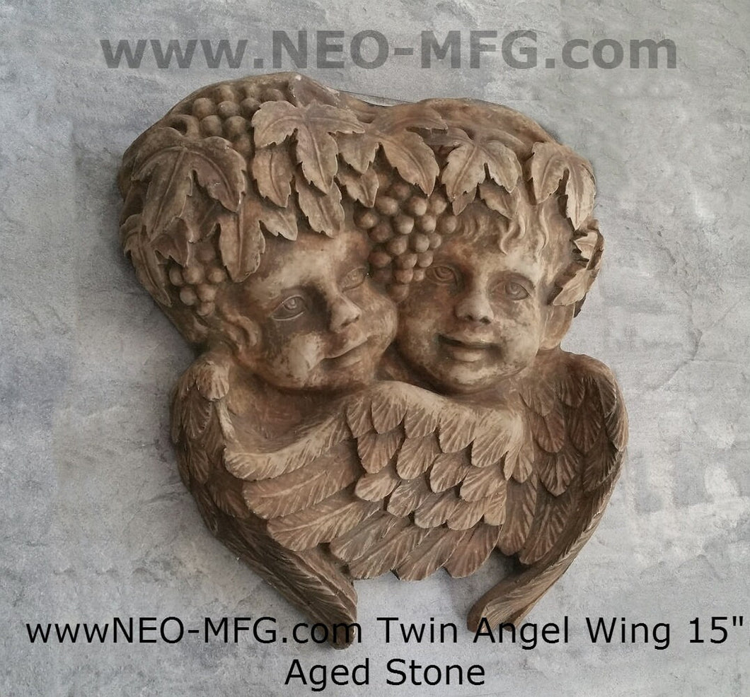 ANGEL Twin Child wall frieze sculpture statue Large 15