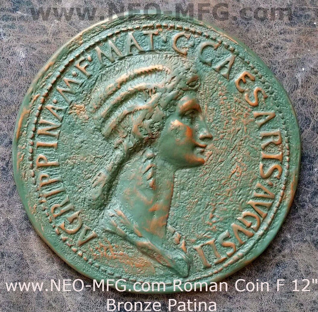 Roman Greek Coin Emperor Claudius second wife Agrippina (mother of Nero) Sculptural Wall relief www.Neo-Mfg.com 12