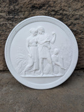 Load image into Gallery viewer, Four Seasons wall sculpture relief plaque www.NEO-MFG.com Thorvaldsen Royal Copenhagen style 5.125"

