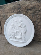 Load image into Gallery viewer, Four Seasons wall sculpture relief plaque www.NEO-MFG.com Thorvaldsen Royal Copenhagen style 5.125"
