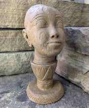 Load image into Gallery viewer, Egyptian Tut on lotus bust 11" statue Sculpture museum reproduction art www.Neo-Mfg.com home decor relief
