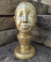 Load image into Gallery viewer, Egyptian Tut on lotus bust 11" statue Sculpture museum reproduction art www.Neo-Mfg.com home decor relief

