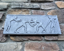 Load image into Gallery viewer, Nude Male Wrestlers Wall Plaque Antique Reproduction Figure Sculptural Wall frieze plaque relief www.Neo-Mfg.com 16"
