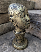 Load image into Gallery viewer, Egyptian Tut on lotus bust 11" statue Sculpture museum reproduction art www.Neo-Mfg.com home decor relief
