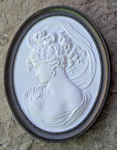 Load image into Gallery viewer, Victorian Cameo silhouette West wind Sculpture wall Plaque Bas relief 11" www.Neo-Mfg.com left face Bottee 1889 world fair m20a

