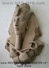 Load image into Gallery viewer, History Egyptian Pharaoh Akhenaten Amenhotep IV Sun god Sculptural wall relief bust Neo-Mfg 14"
