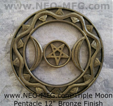 Load image into Gallery viewer, Celestial Triple Moon Pentacle Wall Sculpture Statue 12" Tall Neo-Mfg
