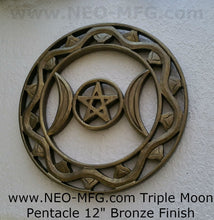 Load image into Gallery viewer, Celestial Triple Moon Pentacle Wall Sculpture Statue 12" Tall Neo-Mfg
