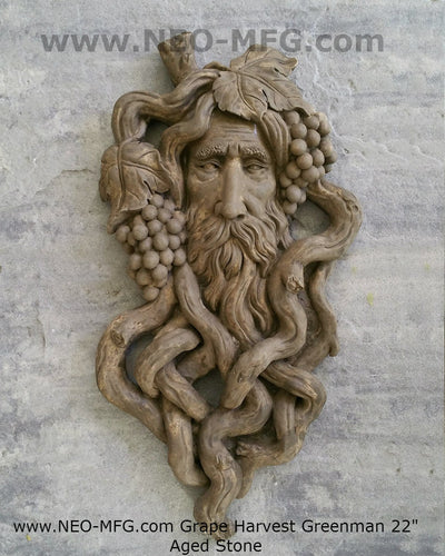 Nature Garden Greenman Grape Harvest Sculptural wall relief bust Neo-Mfg 17
