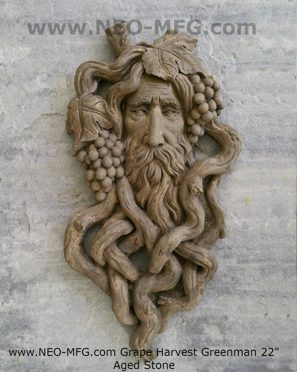 Nature Garden Greenman Grape Harvest Sculptural wall relief bust Neo-Mfg 17