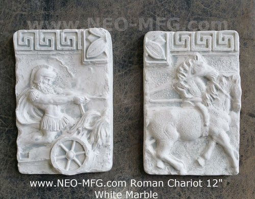 Charge of the Roman Charioteer Sculpture Statue White finish Chariot Horse 2pc Neo-mfg m4