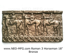 Load image into Gallery viewer, Roman Greek 3 horseman Sculptural Wall frieze plaque Fragment relief www.Neo-Mfg.com 18&quot;
