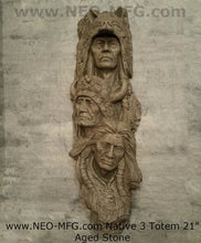 Load image into Gallery viewer, History Native American 3 Warrior bust Chiefs of the Oglala Sioux Bas-Relief Sculpture Statue 17&quot; Tall www.Neo-Mfg.com
