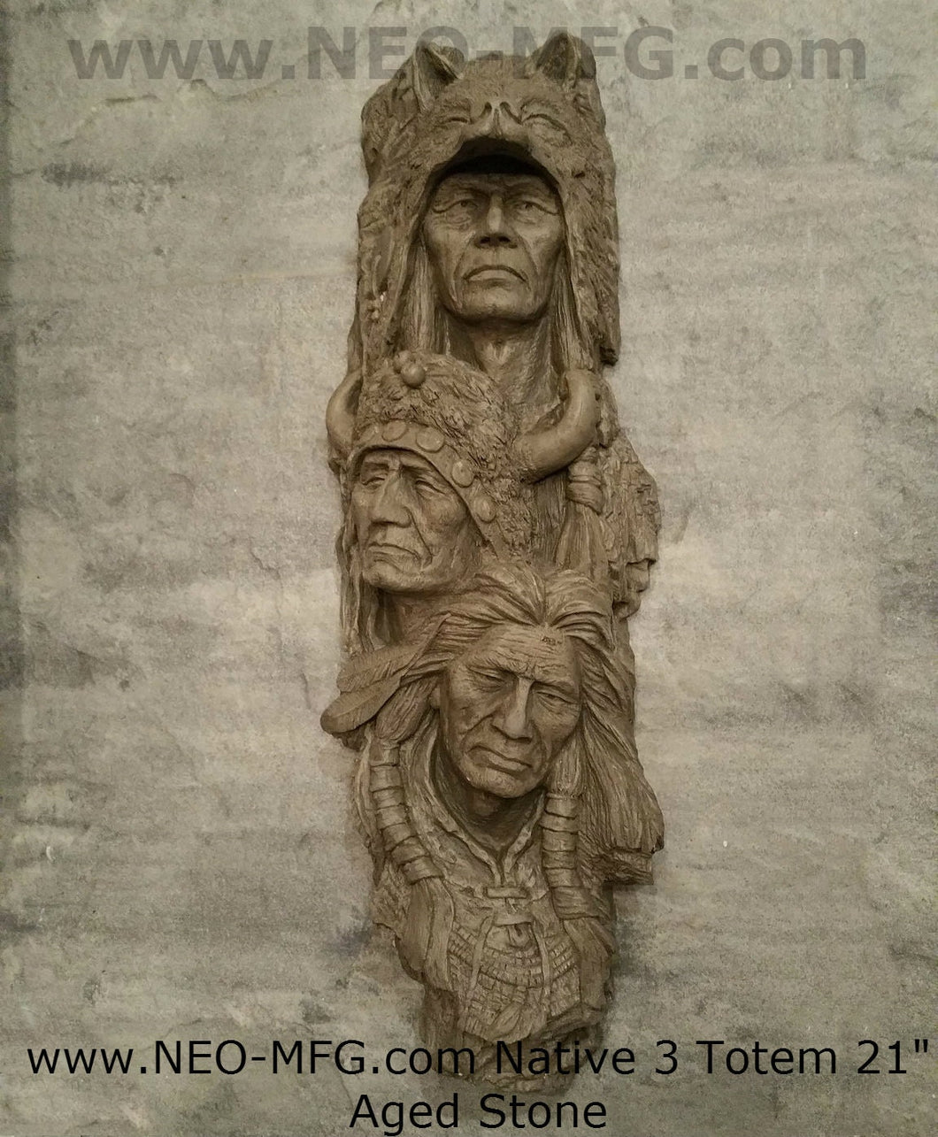 History Native American 3 Warrior bust Chiefs of the Oglala Sioux Bas-Relief Sculpture Statue 17