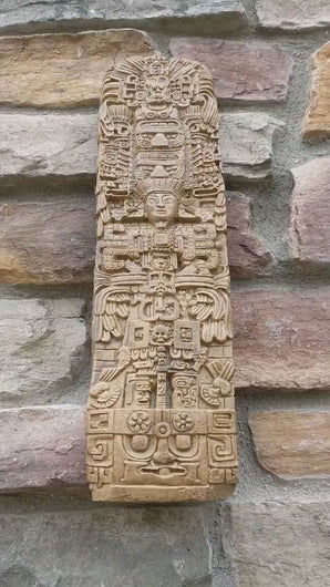 History Aztec Maya Artifact Carved Otum Quirigua Stela Sun Stone Sculpture Statue 15" Tall www.Neo-Mfg.com