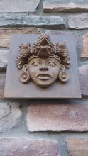 Load and play video in Gallery viewer, Aztec Maya Warrior mask Head of guacamaya (macaw) from Xochicalco Sculpture Statue 8.75" www.Neo-Mfg.com Museum reproduction
