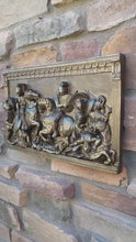 Load and play video in Gallery viewer, Alexander the Great Sarcophagus Battle Scene Sculpture museum reproduction art 15.75" www.Neo-Mfg.com home decor relief

