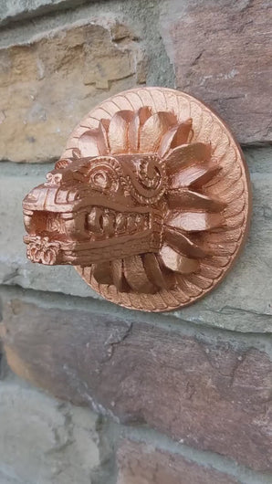 History Feathered Serpent Head of Quetzalcoaltl Aztec Maya Artifact Carved Sculpture Statue 5" www.Neo-Mfg.com