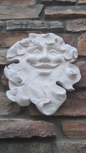 Green Man Leaf Face Acorn Tree Man Mythical greenman wall Sculpture Mask Wall Plaque Vintage sculpture www.Neo-Mfg.com