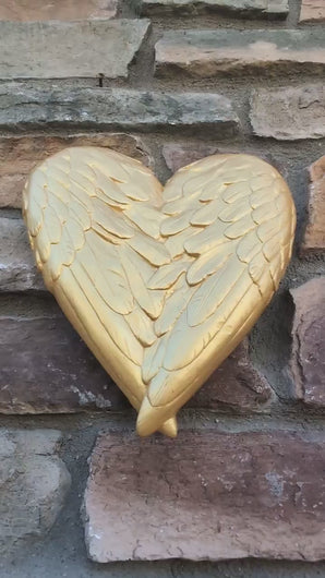 Angel Wings HEART wall sculpture statue plaque Neo-Mfg 10" n16