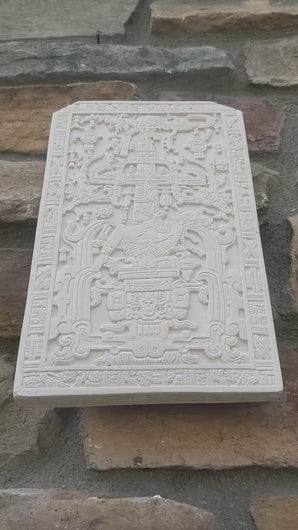 History Aztec Mayan sarcophagus of king K’inich Janaab’ Pakal wall plaque art 10" www.Neo-Mfg.com