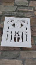 Load and play video in Gallery viewer, Egyptian Window grill from a palace of Ramesses III wall plaque reproduction www.NEO-MFG.com museum reproduction 14"
