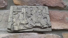 Load and play video in Gallery viewer, History Aztec Mayan Lintel 41 Yaxchilan Lord Bird Jaguar Sculptural wall relief plaque 6" www.Neo-Mfg.com Museum Reproduction
