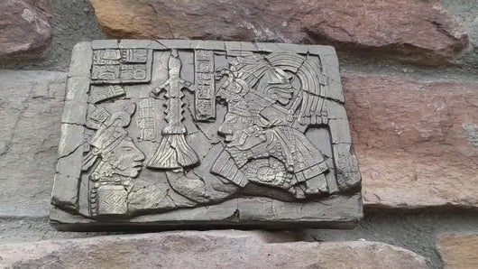 History Aztec Mayan Lintel 41 Yaxchilan Lord Bird Jaguar Sculptural wall relief plaque 6" www.Neo-Mfg.com Museum Reproduction