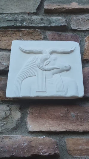 History Egyptian Khnum Ram Sculptural wall relief  www.Neo-Mfg.com 9" d8