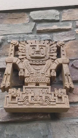 Inca Viracocha Tiwanaku Gateway sun Sculptural wall relief plaque 14" www.Neo-Mfg.com home decor