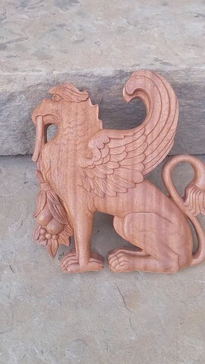Griffin gryphons Winged lion wall Sculpture plaque set pair 9.5" ea www.Neo-Mfg.com Home decor mystical