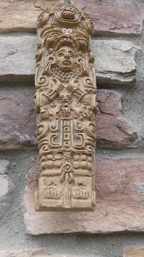 History Aztec Maya Stela P1 Artifact Carved Stone Sculpture Statue 9" Tall www.Neo-Mfg.com