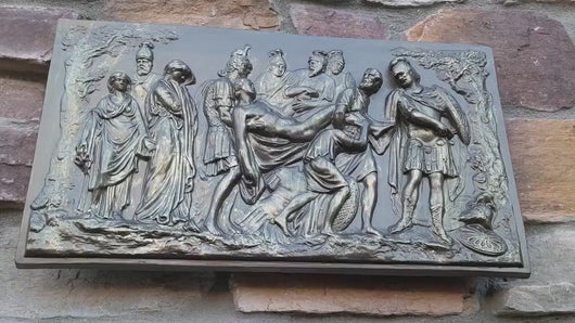 Roman Greek Death of a Solider Wall plaque relief sculpture 18" www.Neo-Mfg.com