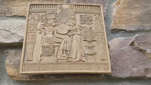 Load and play video in Gallery viewer, Egyptian King Tut Tutankhamen Throne chair front Sculptural wall relief  plaque www.Neo-Mfg.com 8.125&quot;
