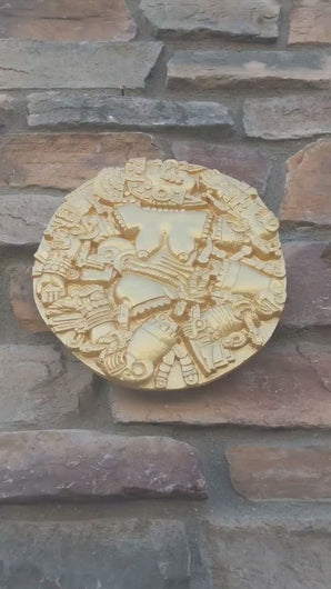 History Aztec Maya Artifact Coyolxauhqui Moon goddess wall relief Sculpture 11" Tall www.Neo-Mfg.com home decor art n3