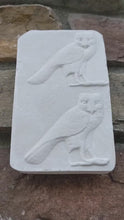 Load and play video in Gallery viewer, History Egyptian Owl stele owls Sculptural wall relief  www.Neo-Mfg.com 7" Museum preproduction
