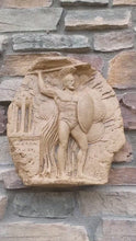 Load and play video in Gallery viewer, Roman Greek Spartan Leonidas battle of thermopylae Sculptural Wall frieze plaque Fragment relief www.Neo-Mfg.com 14"
