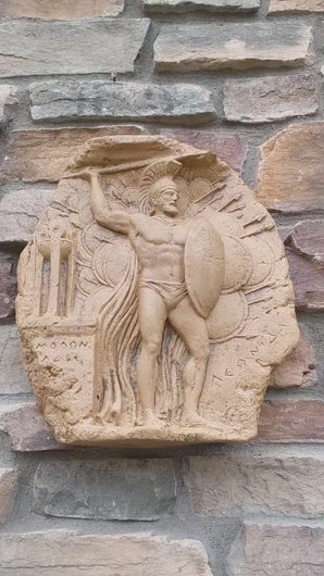 Roman Greek Spartan Leonidas battle of thermopylae Sculptural Wall frieze plaque Fragment relief www.Neo-Mfg.com 14"