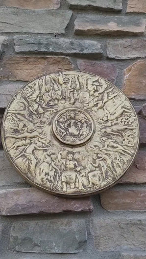 Roman Greek Royal disc Parthenon plate shield Sculptural wall relief plaque www.Neo-Mfg.com 13" museum reproduction