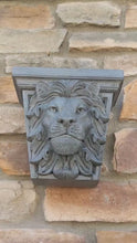 Load and play video in Gallery viewer, Animal Lion Face Corbel shelf Column plaque Fragment relief www.Neo-Mfg.com 9&quot; each home decor
