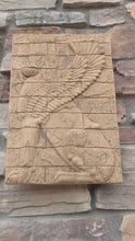 Load and play video in Gallery viewer, Assyrian Mesopotamian Winged sphinx palace of Darius the Great at Susa wall plaque art Sculpture 19" www.Neo-Mfg.com Museum reproduction
