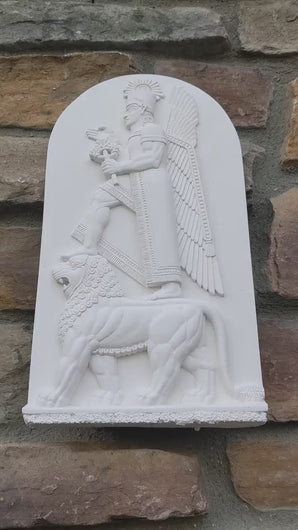 Babylonian Bass relief of Haldi sculpture wall plaque 12" www.NEO-MFG.com
