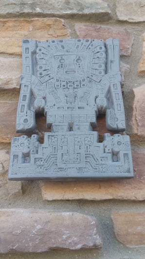 Inca Viracocha Tiwanaku Gateway sun Sculptural wall relief plaque 10" www.Neo-Mfg.com home decor d19